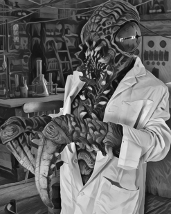 The Horror Dome Lab Experiment Poster -Halloween Horror Decorations Shop EvolveBlackandWhiteHiRes clipped rev 1