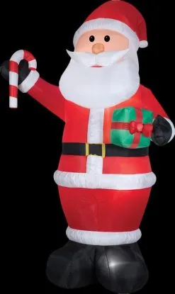 Morris Airblown Santa With Gift And Candy Cane Inflatable