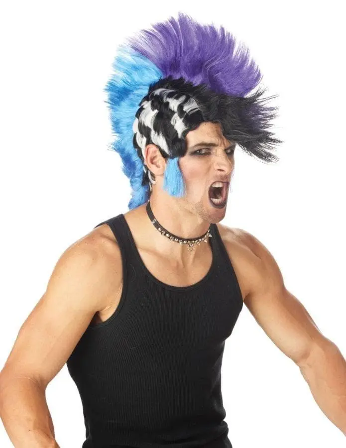 Morris "Checkered Mohawk Punk" Halloween Wig 3 Morris "Checkered Mohawk Punk" Halloween Wig