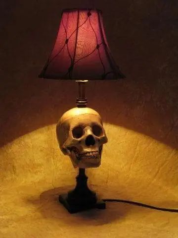 Skeletons And More "Desk Lamp With Life-size Skull And Antique Shade" Haunted House Lighting 5 Skeletons And More "Desk Lamp With Life-size Skull And Antique Shade" Haunted House Lighting - Image 3