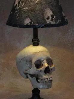 Skeletons And More "Desk Lamp With Life-size Skull And Bone Shade" Haunted House Lighting -Halloween Horror Decorations Shop desk lamp with life size skull and bone shade haunted house lighting 23613599041