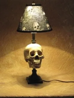 Skeletons And More "Desk Lamp With Life-size Skull And Bone Shade" Haunted House Lighting -Halloween Horror Decorations Shop desk lamp with life size skull and bone shade haunted house lighting 23613608385