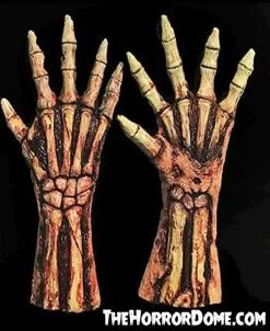 The Horror Dome "Rotted Bloody Zombie Skeleton Hands" Deluxe Halloween Costume Gloves