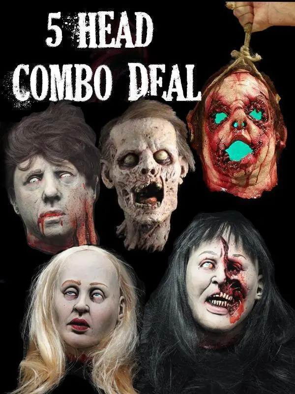 The Horror Dome "Severed Heads Halloween Props" - 5x Package Deal 3 The Horror Dome "Severed Heads Halloween Props" - 5x Package Deal