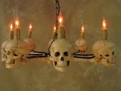Skeletons And More "Wagon Wheel Skull Chandelier" Haunted House Lighting -Halloween Horror Decorations Shop wagon wheel skull chandelier haunted house lighting 23613686401