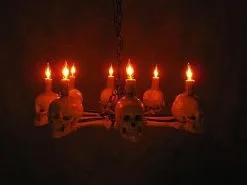 Skeletons And More "Wagon Wheel Skull Chandelier" Haunted House Lighting -Halloween Horror Decorations Shop wagon wheel skull chandelier haunted house lighting 23613689601